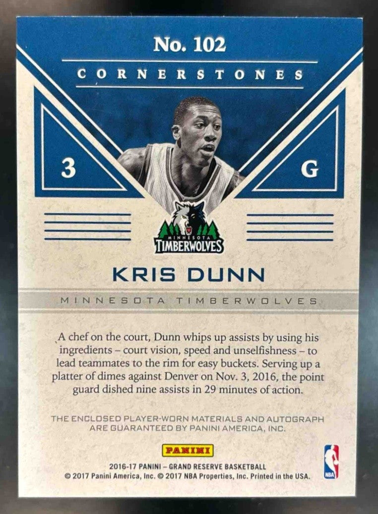 2016-17 Panini Grand Reserve Kris Dunn Cornerstones Granite /25 RC Patch Auto