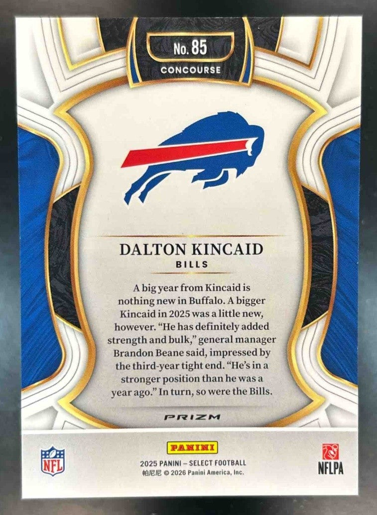 2025 Panini Select Dalton Kincaid Concourse Zebra Prizm #85 Buffalo Bills