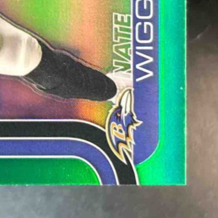 2025 Topps Chrome Nate Wiggins Green Refractor /99 #28 Baltimore Ravens