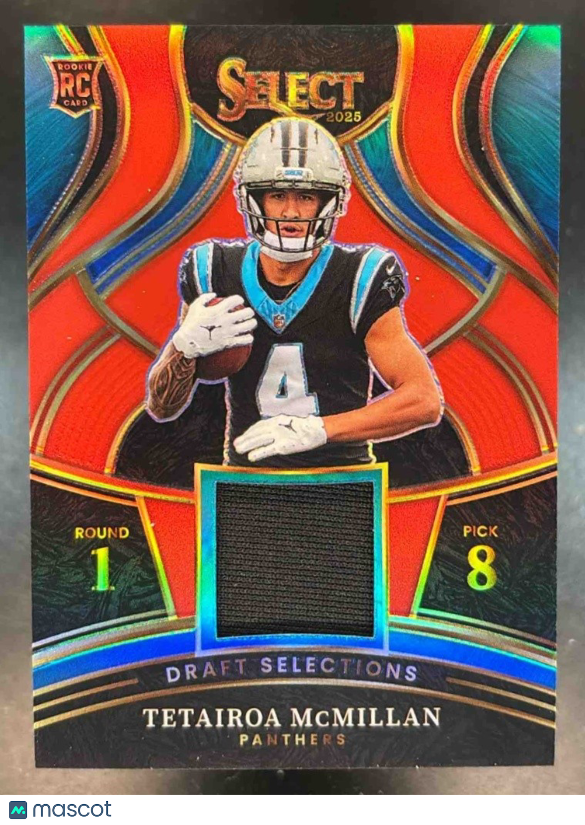 2025 Panini Select Tetairoa McMillan Draft Selections Patch Red MEM RC Panthers