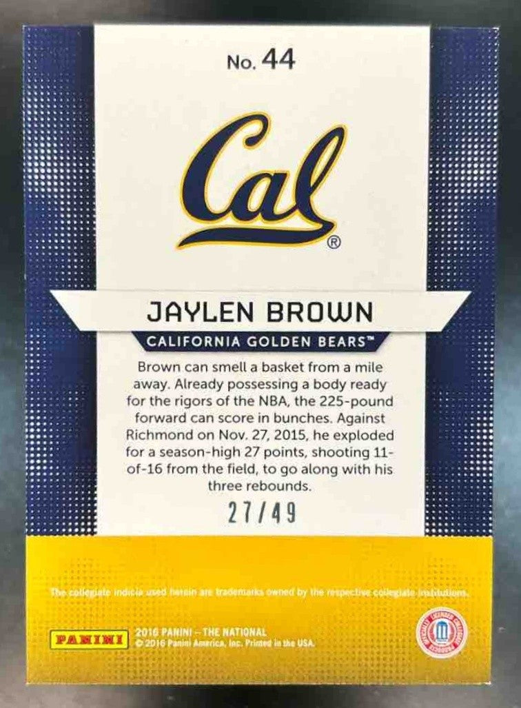 2016 Panini The National Jaylen Brown RC Hyper Foil /49 #44