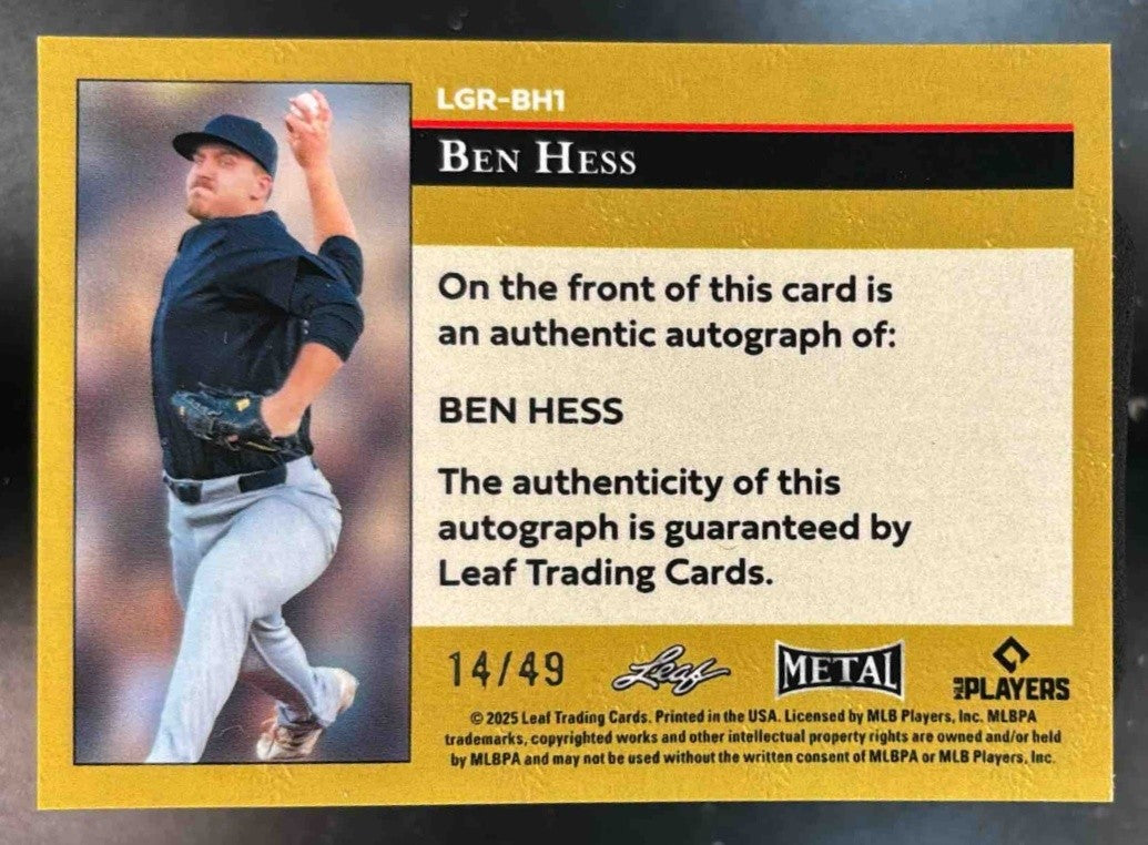 2025 Leaf Metal Ben Hess 92 LGR Lite Brite Silver 14/49 #LGR-BH1 Auto