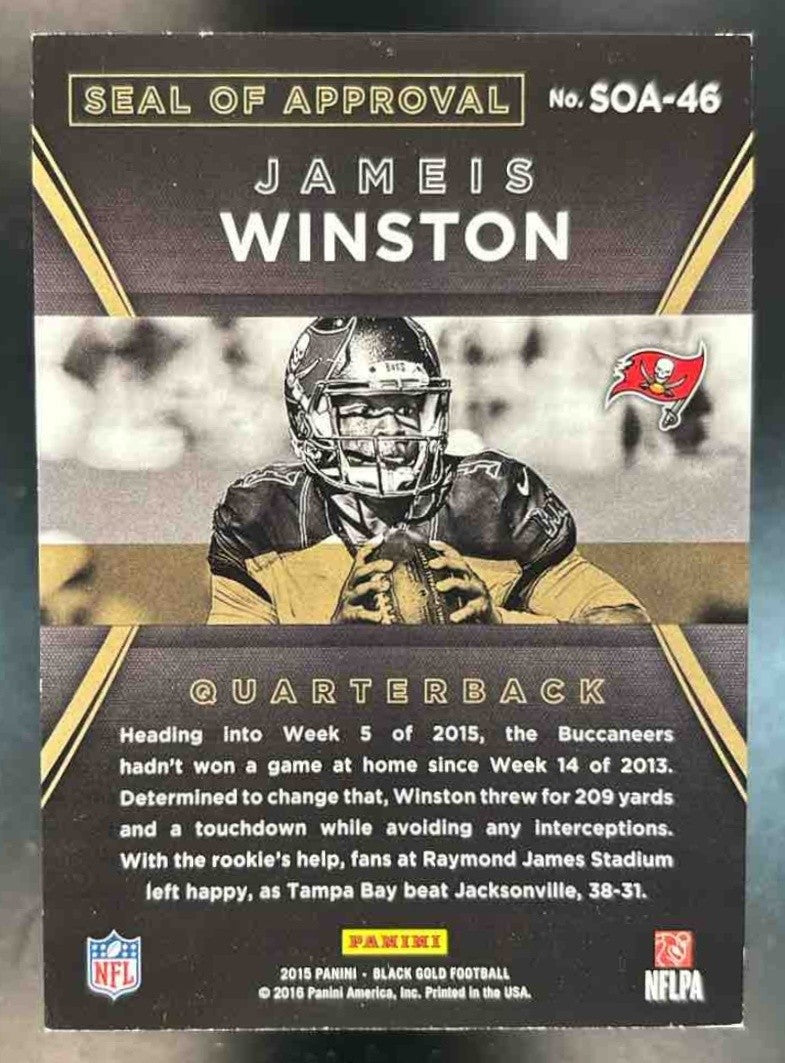 2015 Panini Black Gold Jameis Winston NFL Seal of Approval /49 RC Buccaneers