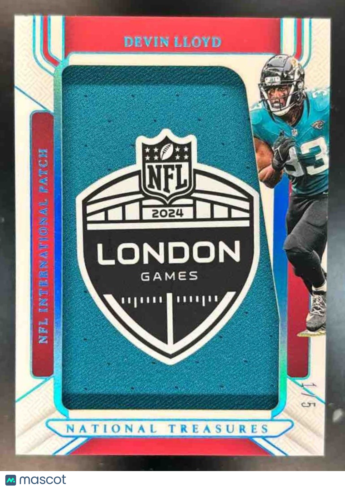 2024 Panini National Treasures Devin Lloyd NFL International Patch 1/5 Jaguars