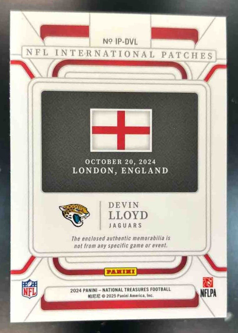 2024 Panini National Treasures Devin Lloyd NFL International Patch 1/5 Jaguars