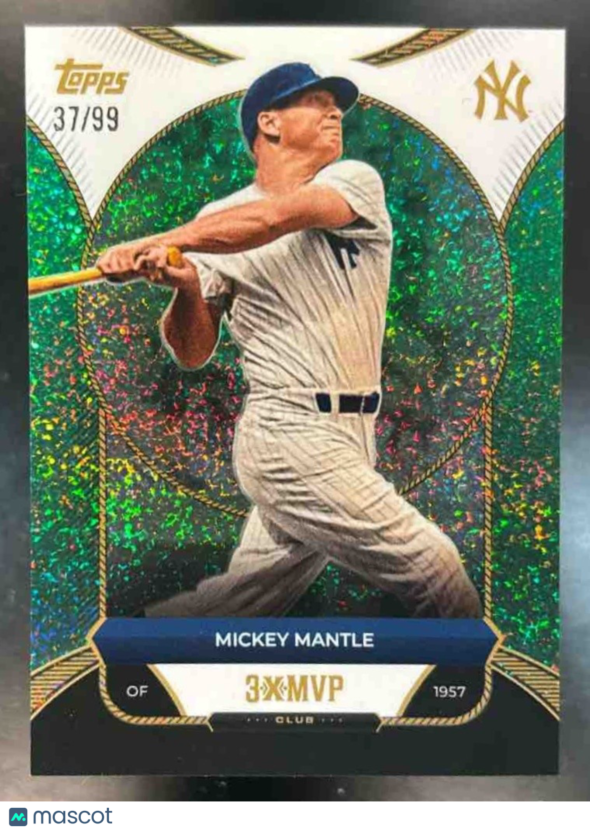 2025 Topps Welcome to the Club: 3-X MVP Mickey Mantle 1957 Green /99 Yankees