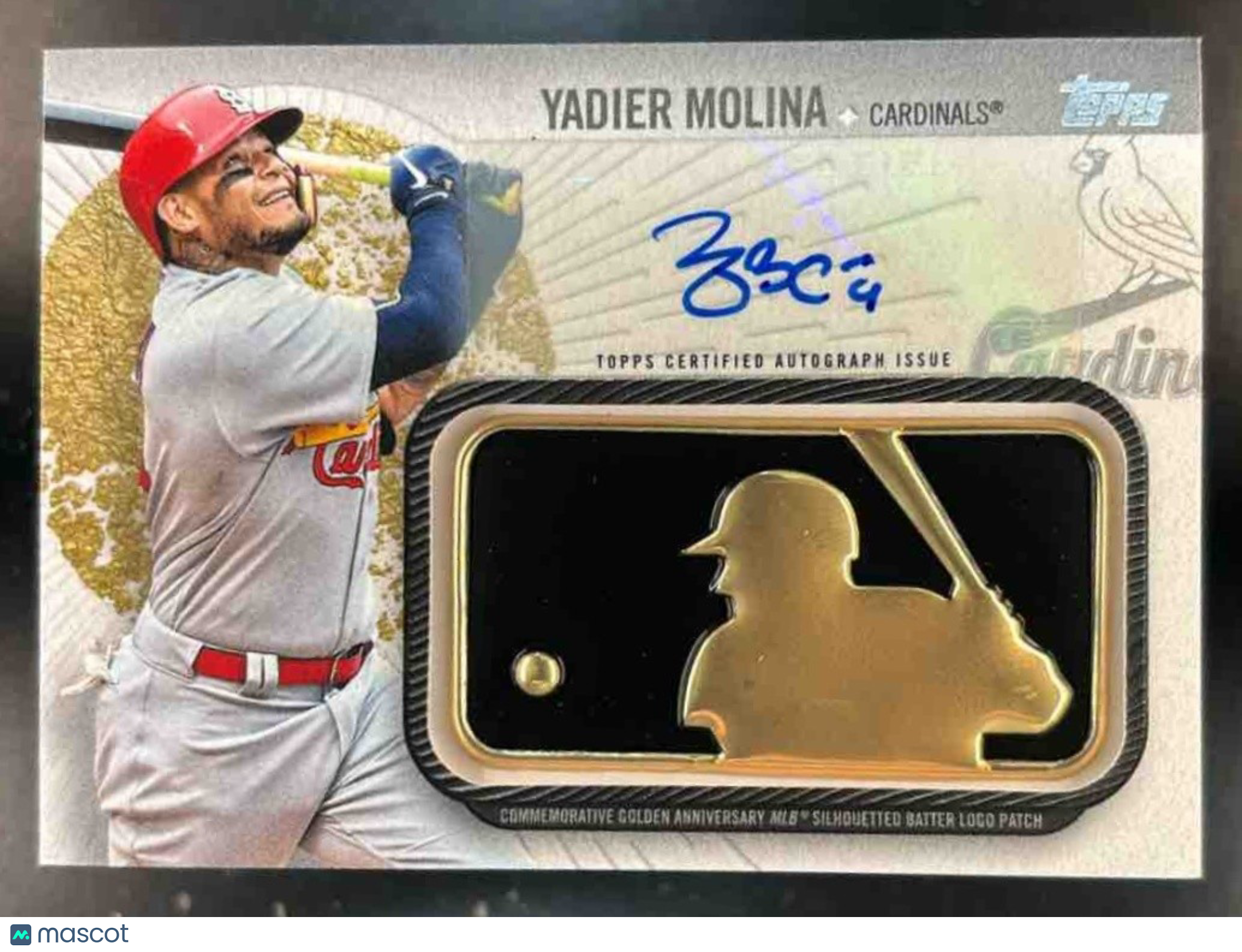 2019 Topps Yadier Molina MLB Logo Manufactured Patch Auto /10 St. Louis Cardinal