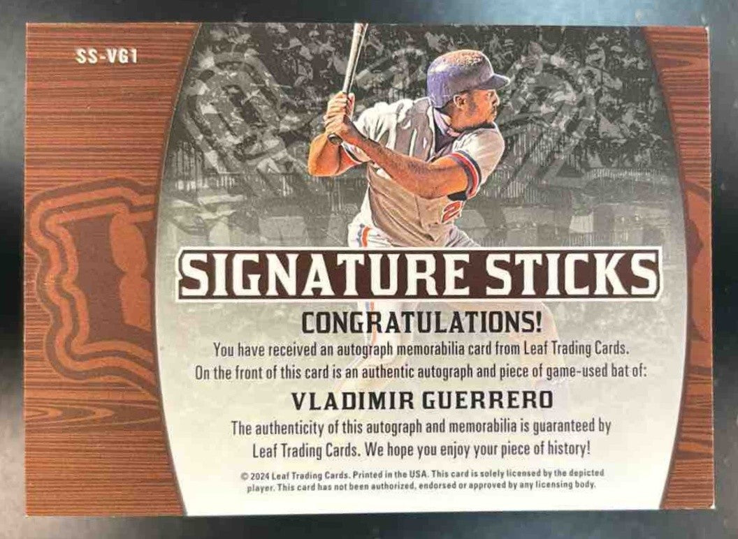 2024 Leaf Lumber Vladimir Guerrero Signature Sticks Pewter /5 #SS-VG1 Auto