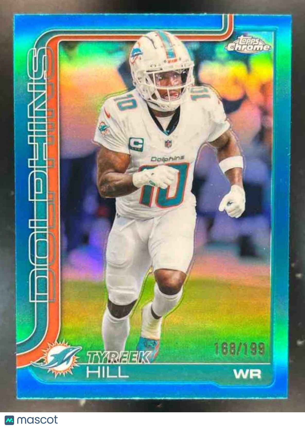 2025 Topps Chrome Tyreek Hill Aqua Refractor /199 #185 Miami Dolphins