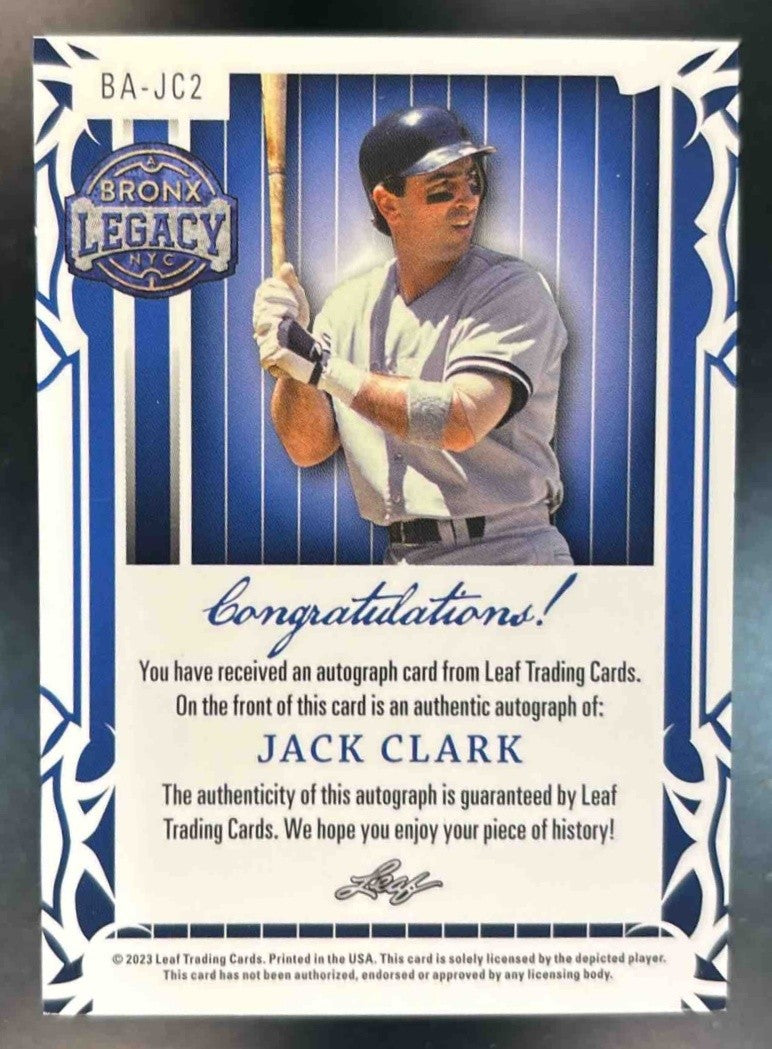 2023 Leaf Bronx Legacy Jack Clark Auto Blue /3