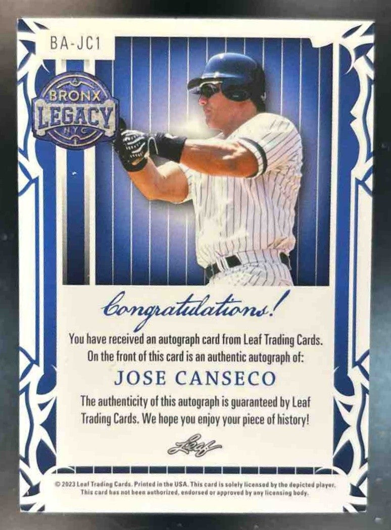 2023 Leaf Bronx Legacy Jose Canseco Auto Teal /15