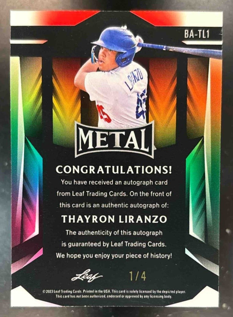 2023 Leaf Metal Thayron Liranzo Auto /4 #BA-TL1
