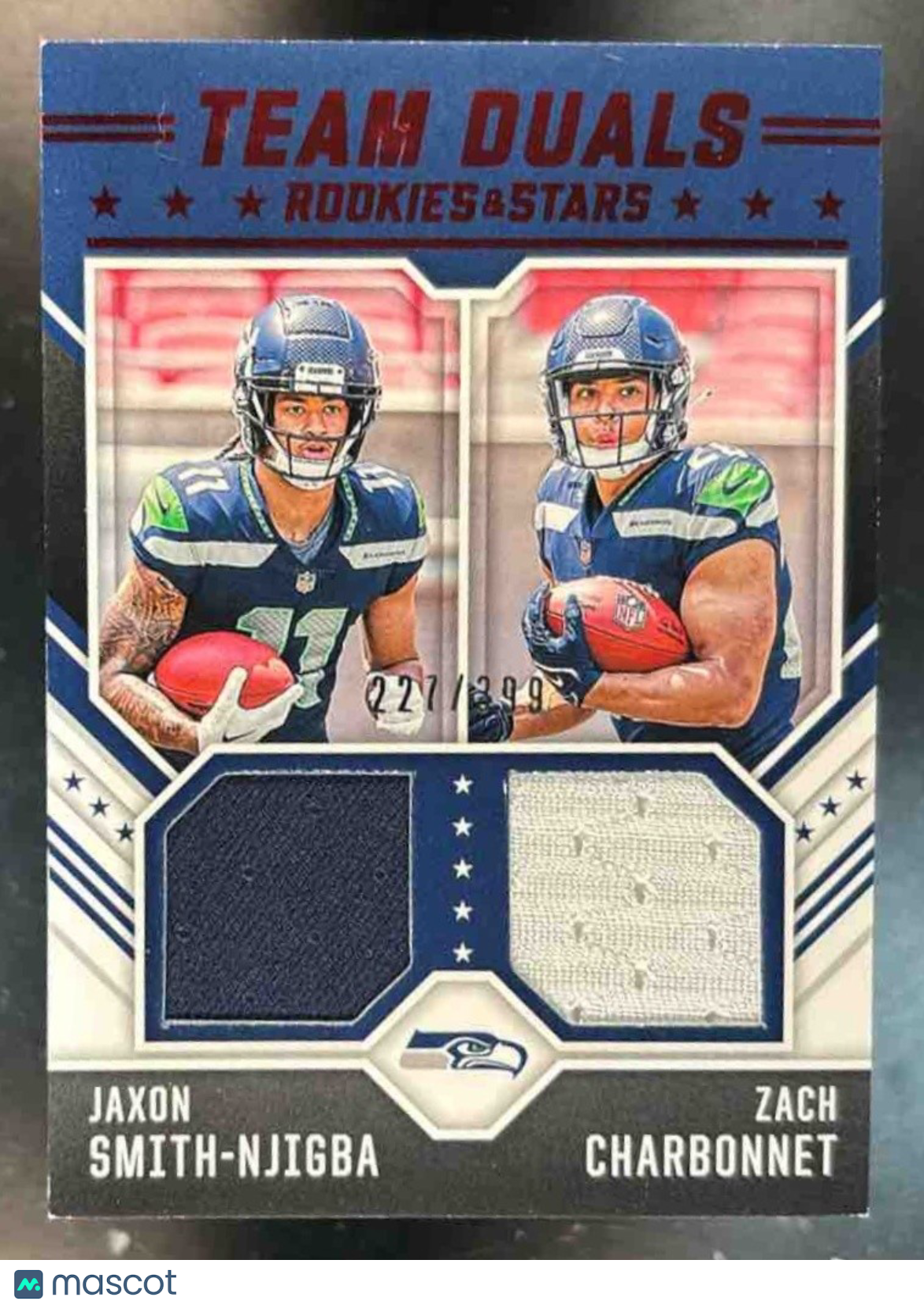2023 Rookies & Stars Jaxon Smith-Njigba Zach Charbonnet Team Dual Patch /399 MEM