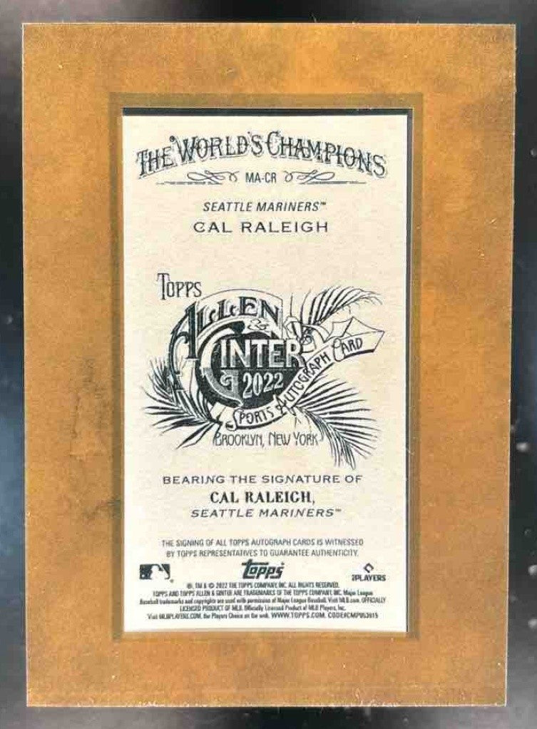 2022 Topps Allen & Ginter Cal Raleigh Framed Mini Auto RC Seattle Mariners
