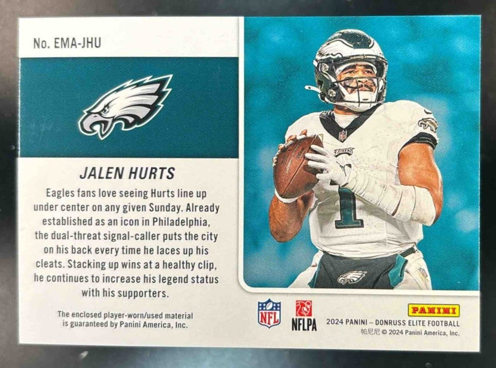2024 Donruss Elite Jalen Hurts Epic Materials /500 MEM Philadelphia Eagles