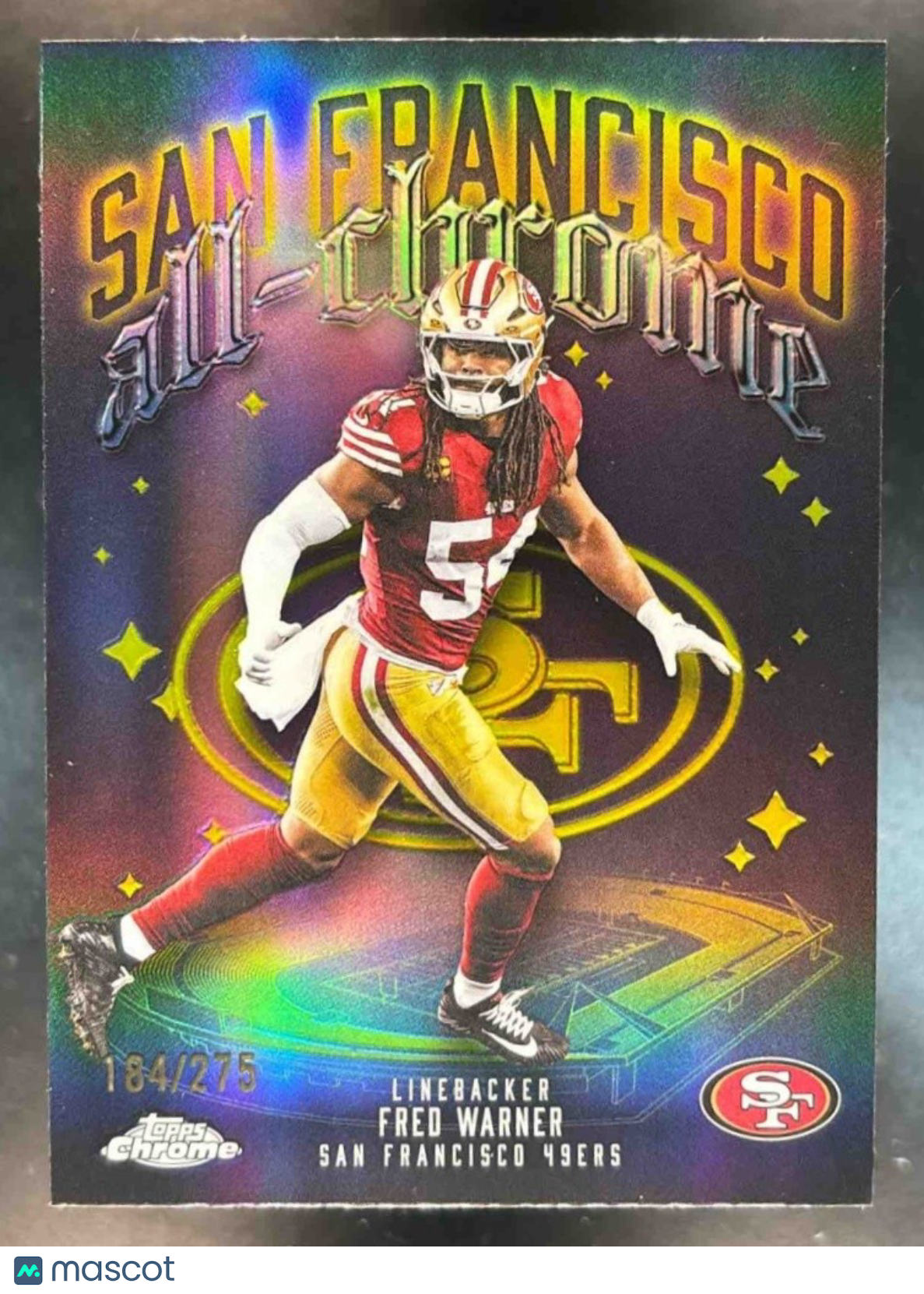 2025 Topps Chrome Fred Warner All Team Yellow Refractor /275 San Francisco 49ers