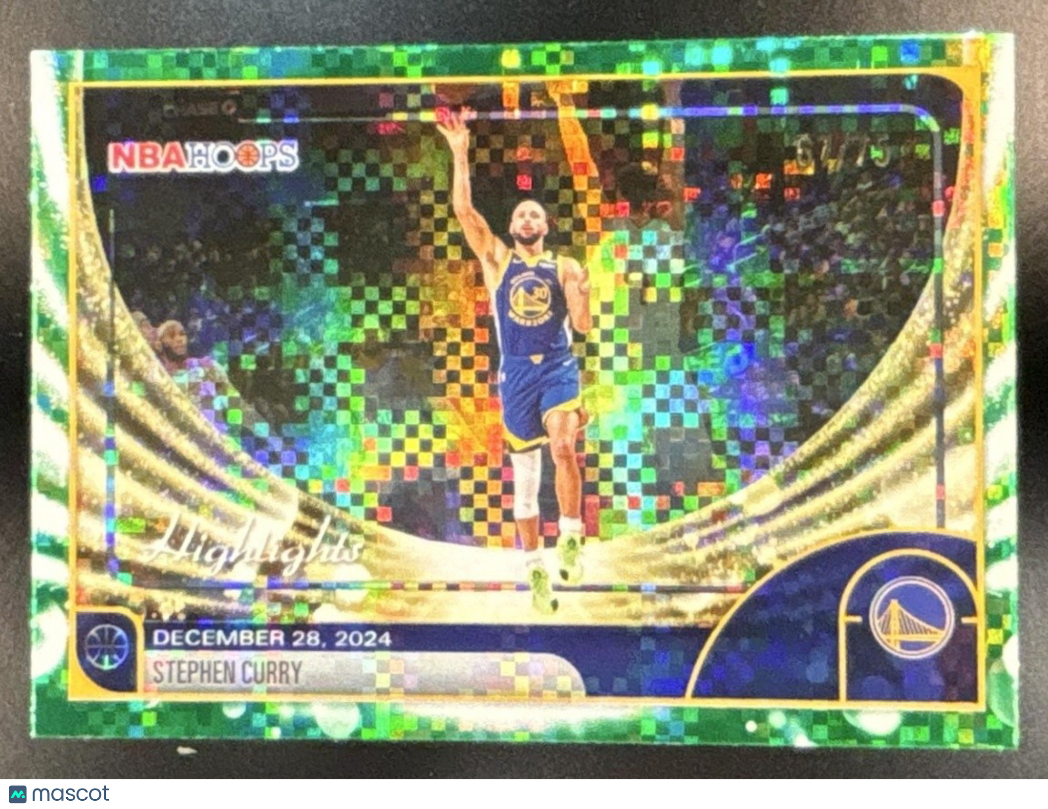 2025-26 Topps Hoops Stephen Curry Pixel Burst Green /75 #261 Warriors