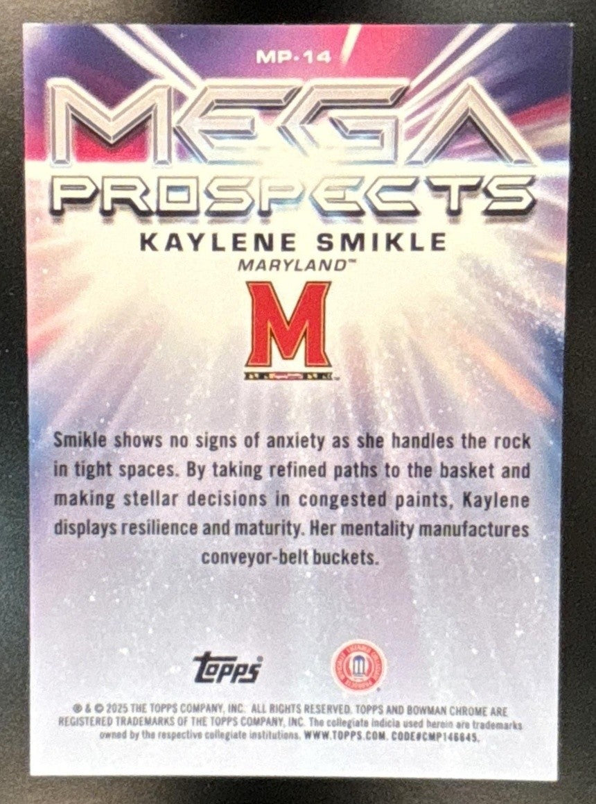 2025-26 Bowman Kaylene Smikle Mega Prospects Orange Mojo /25 Maryland Terrapins