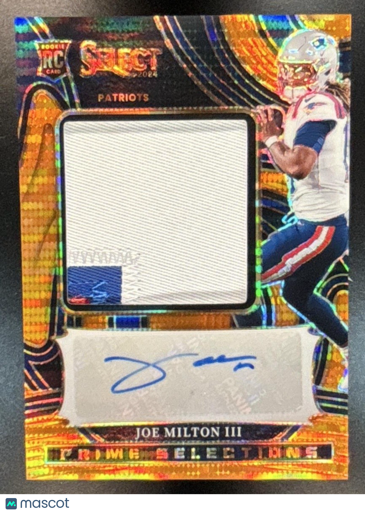 2024 Select Joe Milton III Prime Selections Patch Auto /35 MEM RC Patriots