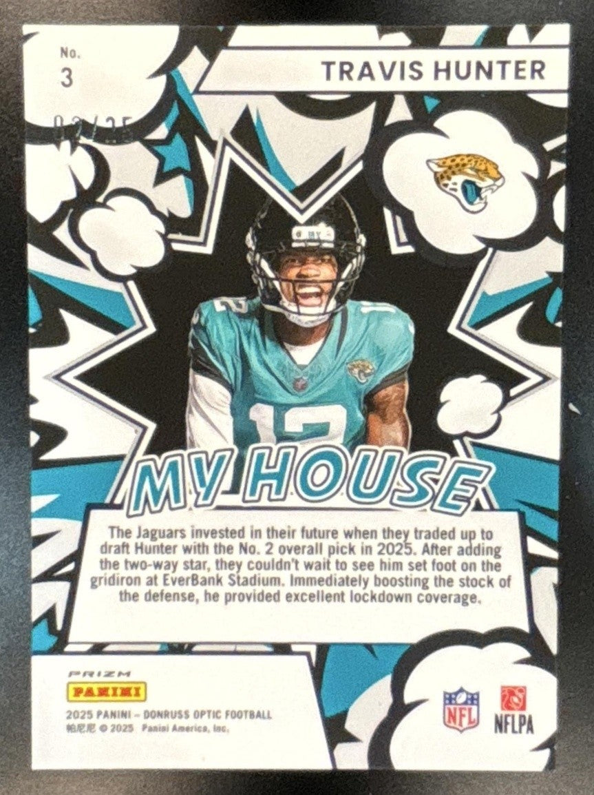 2025 Donruss Optic Travis Hunter My House! Purple Stars /25 #3 RC Jaguars