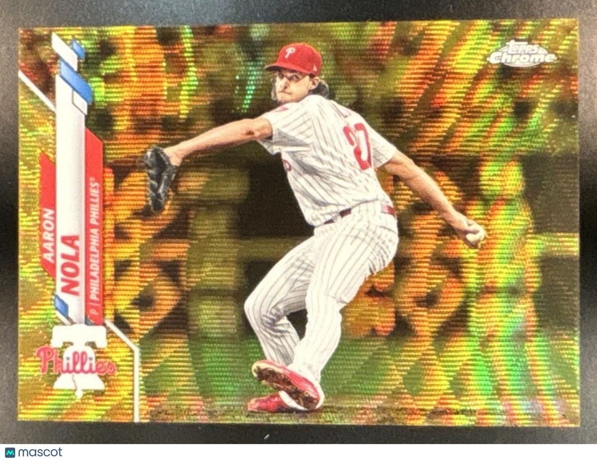 2020 Topps Chrome Aaron Nola Gold Wave Refractor /50 #199 Philadelphia Phillies
