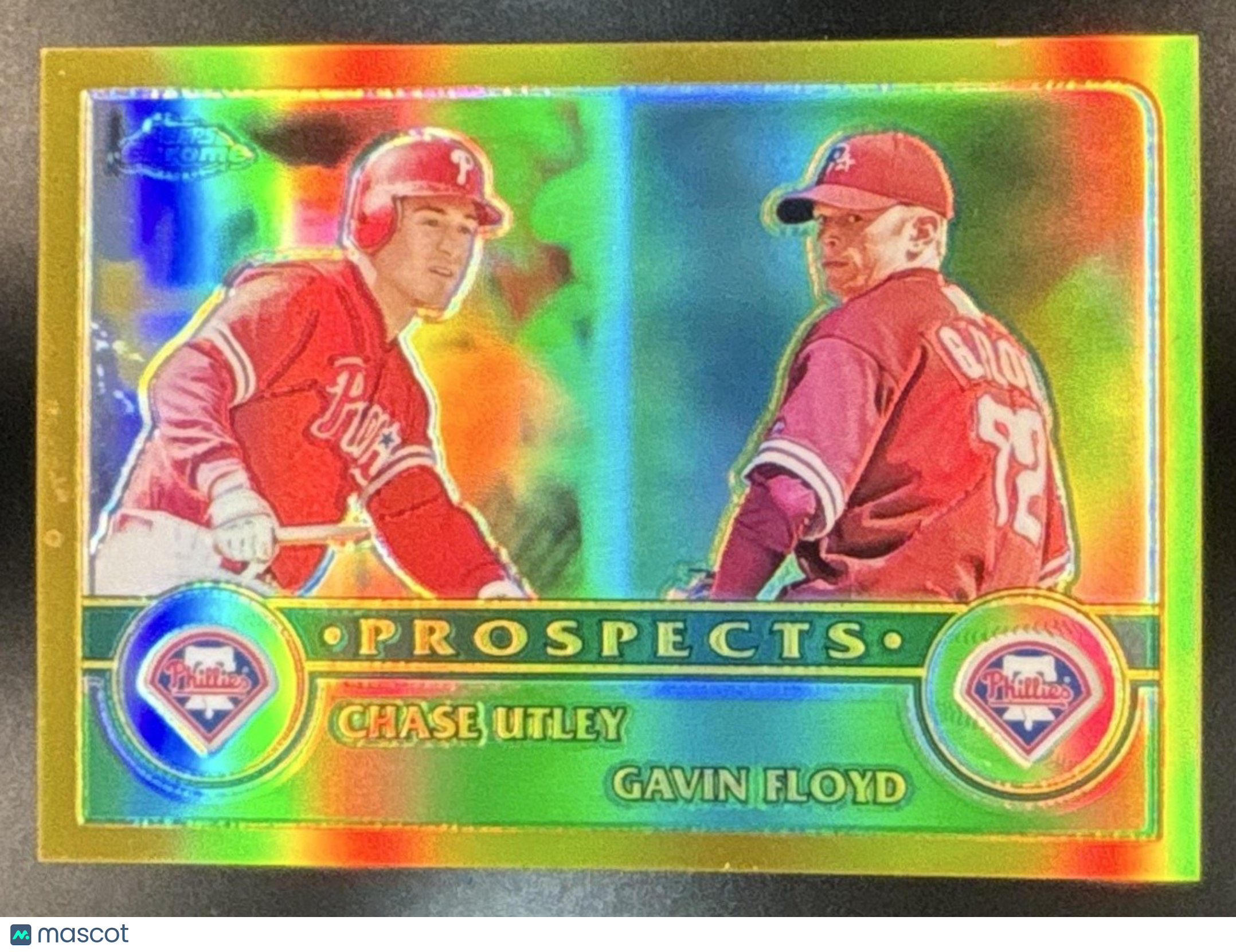 2003 Topps Chrome Gavin Floyd Chase Utley Gold Refractor /449 #438 Phillies