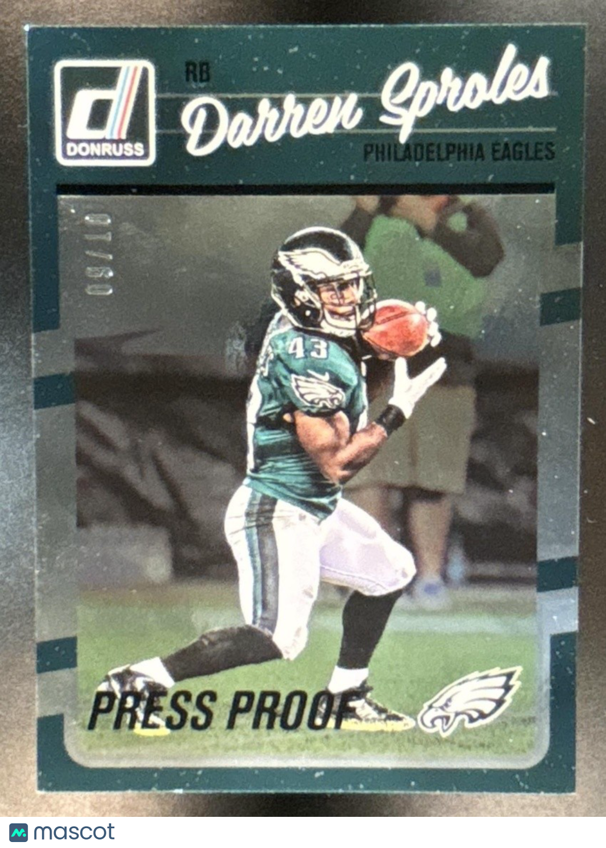 2016 Panini Donruss Darren Sproles Press Proofs Black /10 #229 Eagles