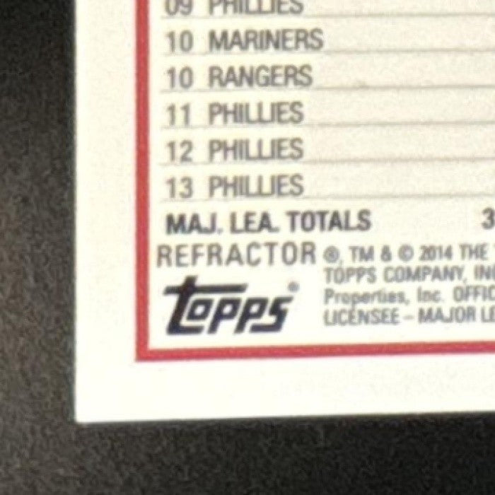 2014 Topps Chrome Cliff Lee Gold Refractor /50 #37 Philadelphia Phillies