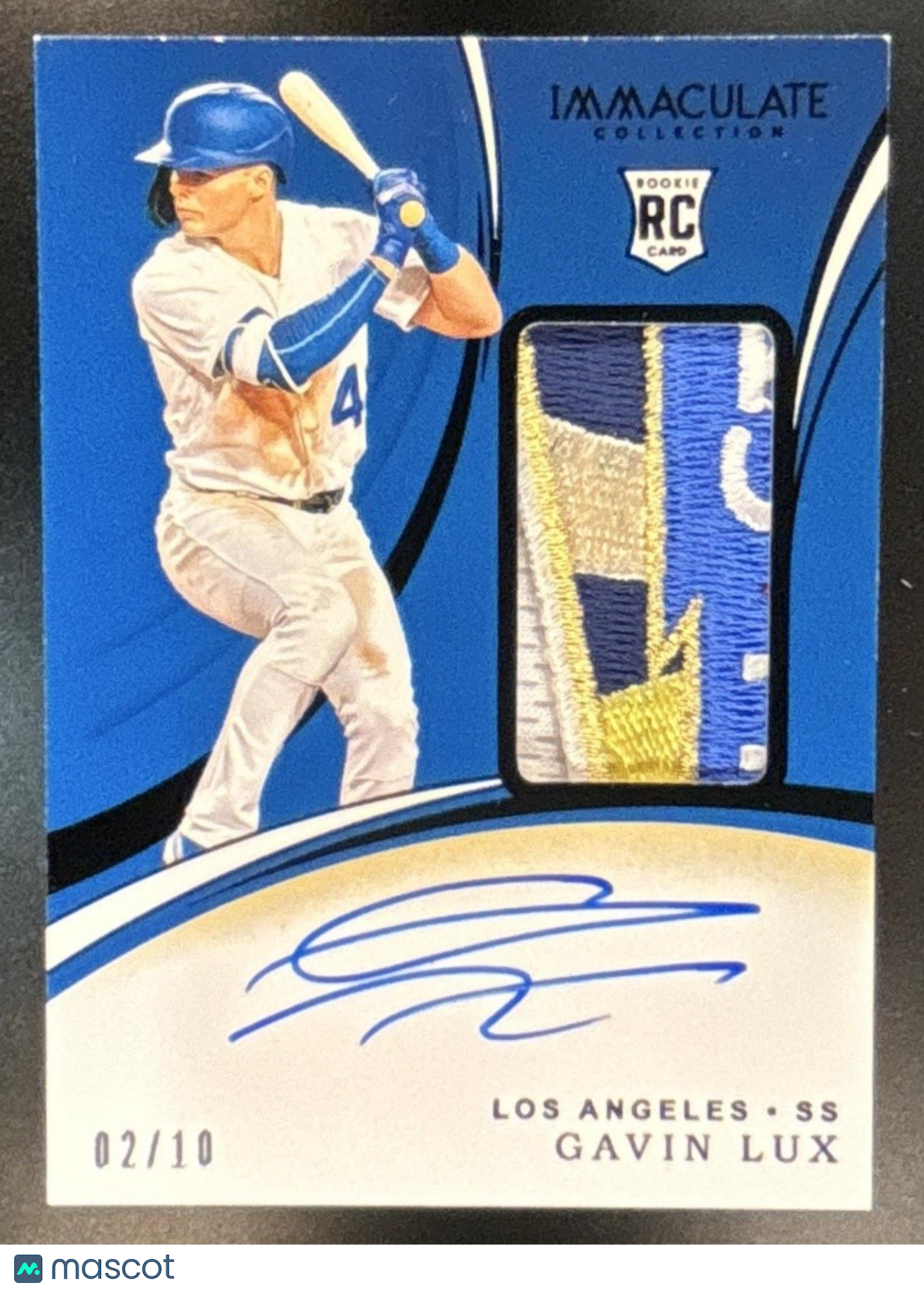 2020 Immaculate Collection Gavin Lux Patch Auto Black /10 #117 MEM RC Dodgers