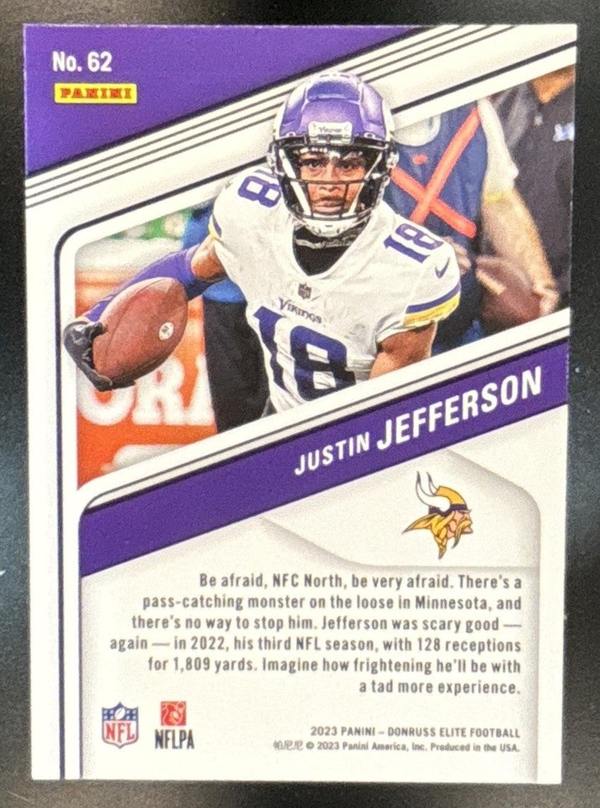 2023 Panini Donruss Elite Justin Jefferson Razzle Dazzle #62 Minnesota Vikings