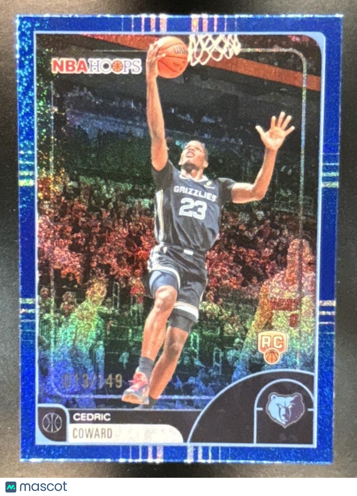 2025-26 Topps Hoops Cedric Coward Pixel Burst Blue /149 #90 RC Memphis Grizzlies