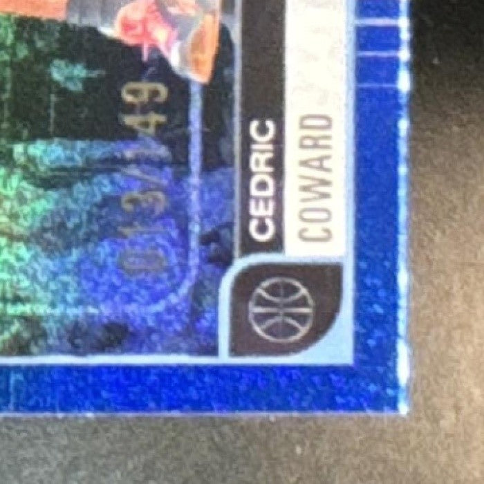 2025-26 Topps Hoops Cedric Coward Pixel Burst Blue /149 #90 RC Memphis Grizzlies