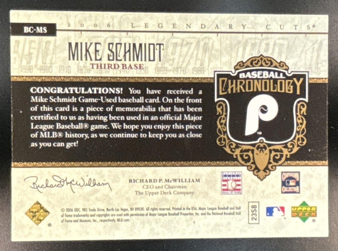 2006 SP Legendary Cuts Mike Schmidt Baseball Chronology Materials MEM Phillies