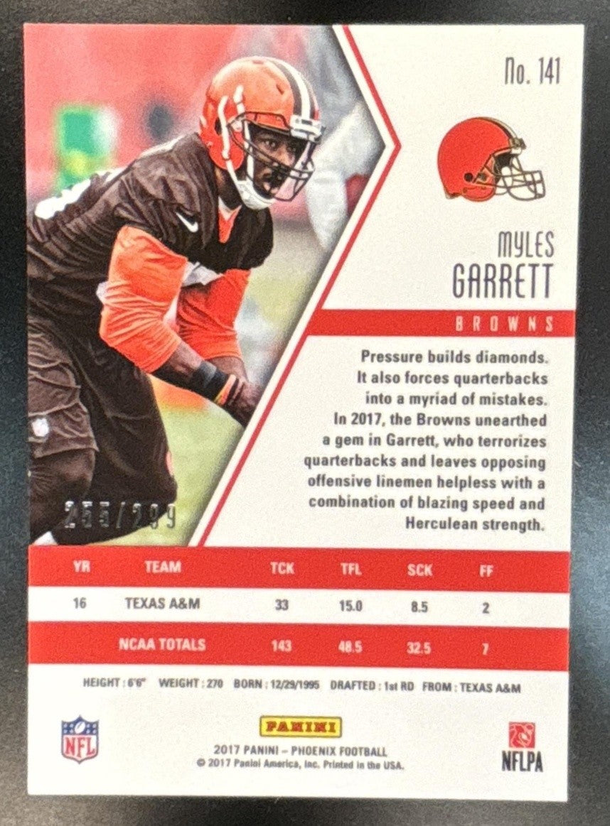 2017 Panini Phoenix Myles Garrett Red /299 #141 RC Cleveland Browns