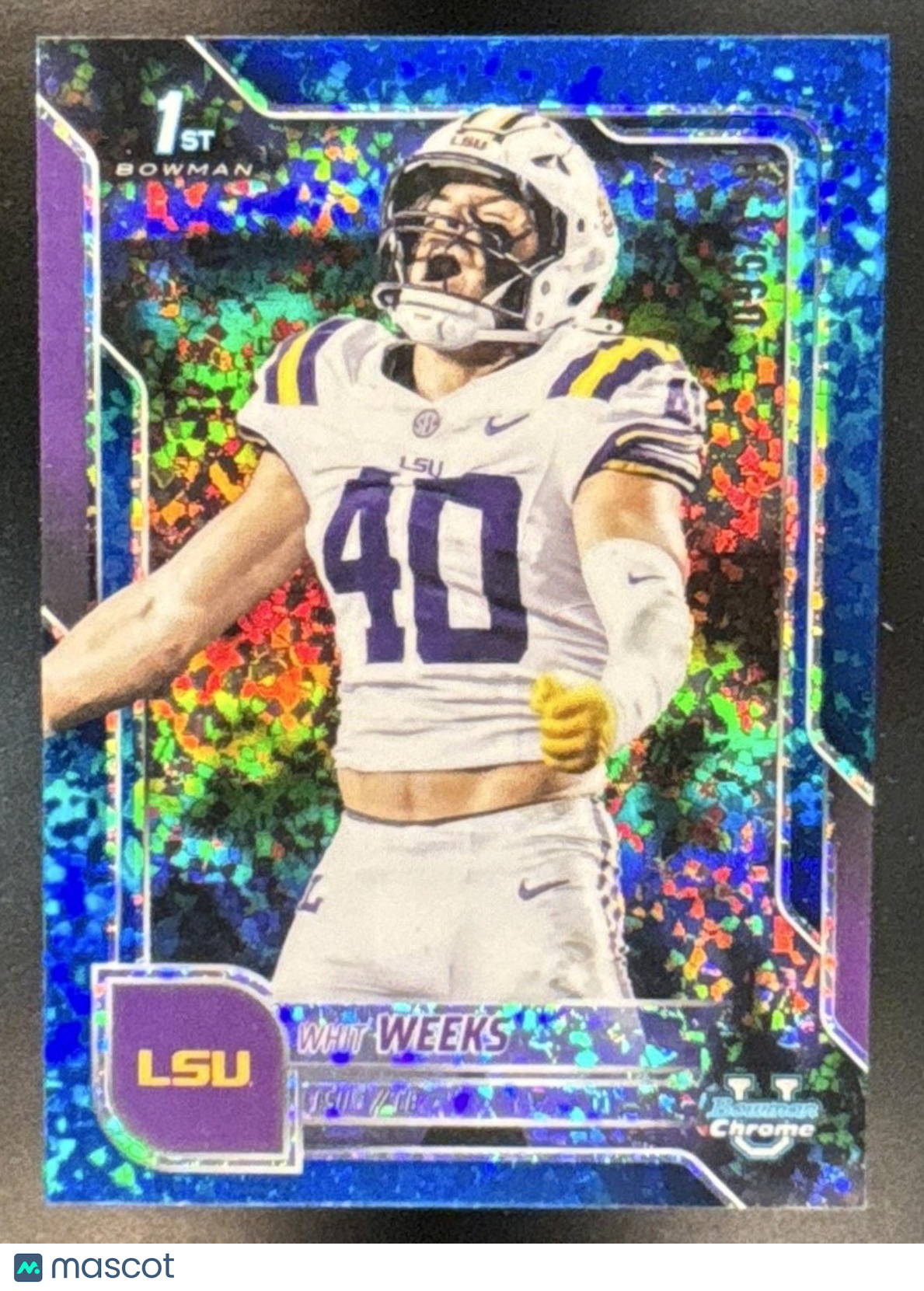 2025 Bowman Chrome University Whit Weeks Blue Mini-Diamond /150 #128 1st