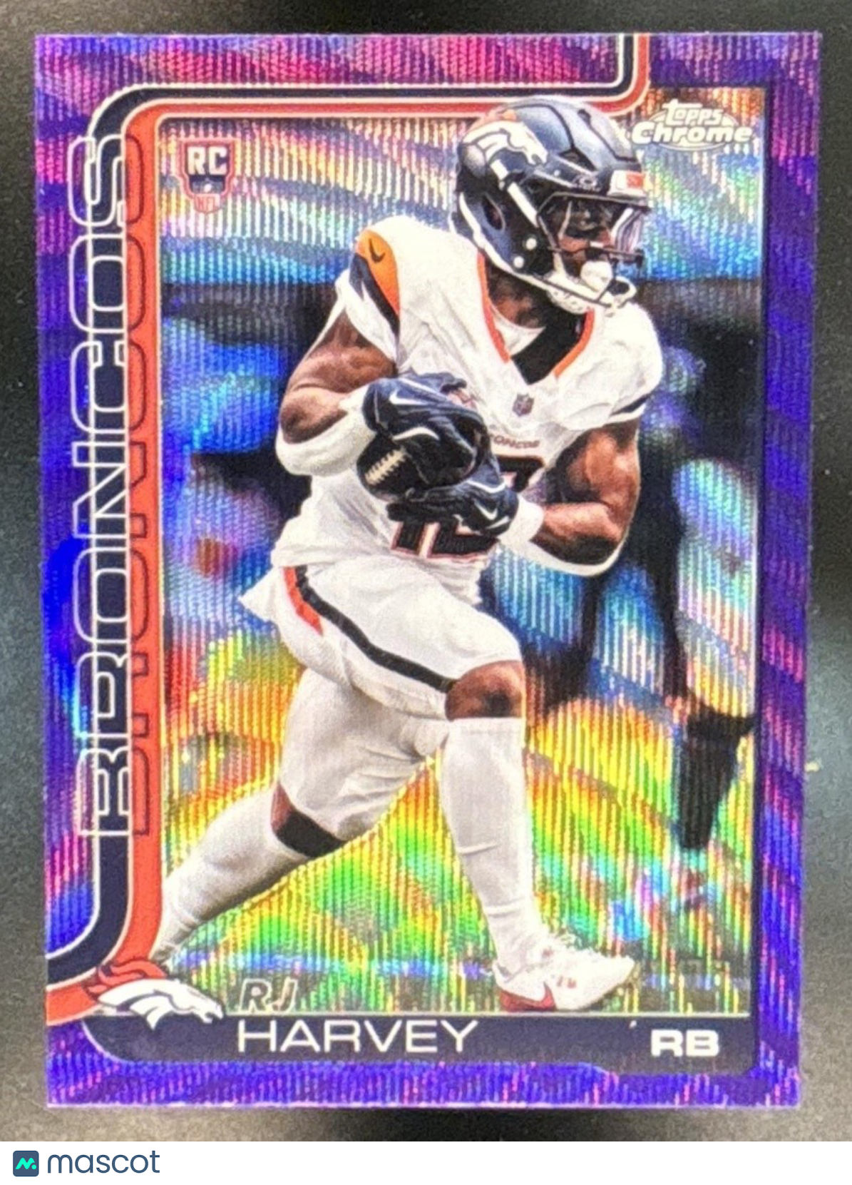 2025 Topps Chrome RJ Harvey Rookie Purple Wave /75 #330 RC Denver Broncos