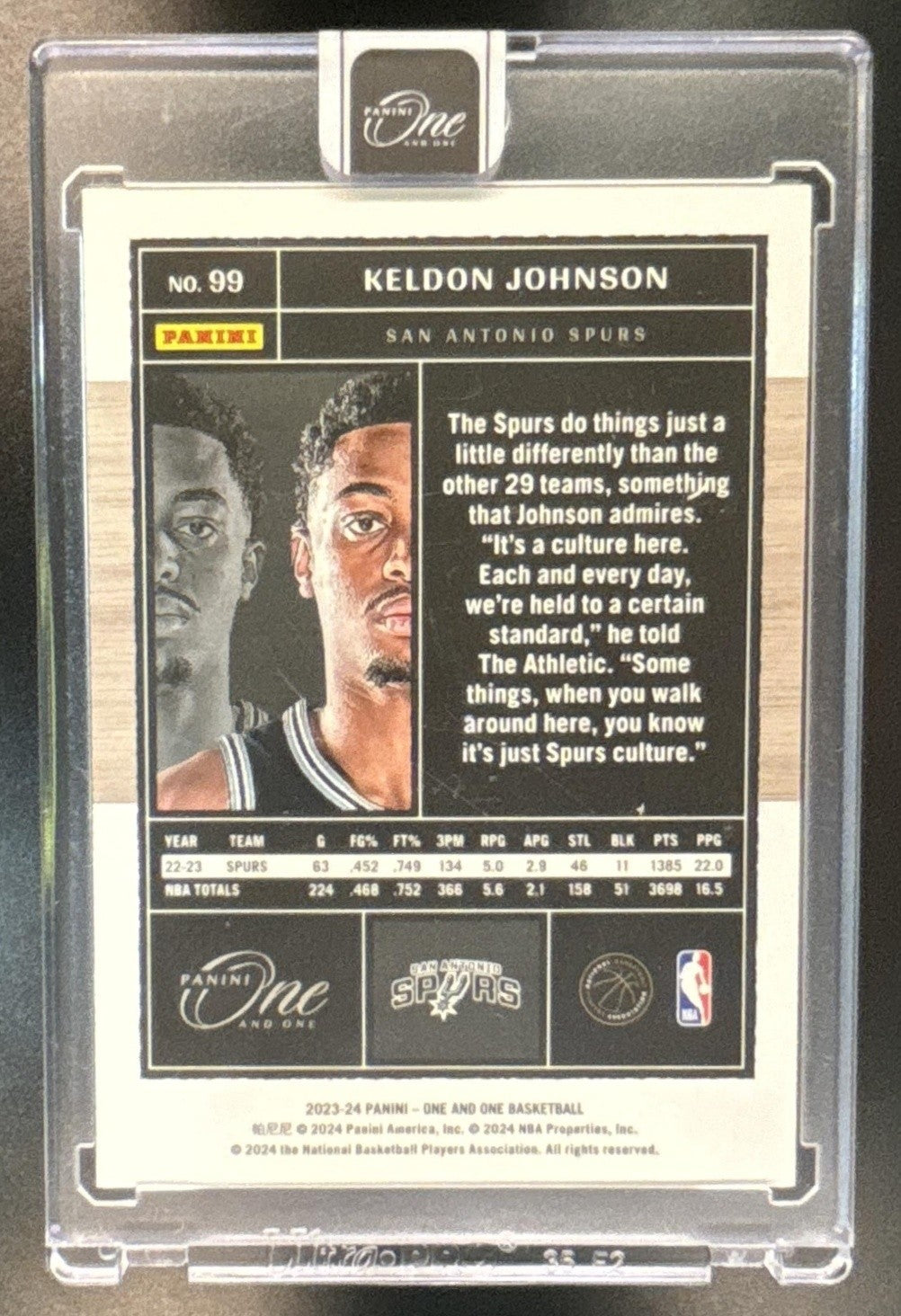 2023-24 Panini One & One Basketball Keldon Johnson Legend #99 San Antonio Spurs