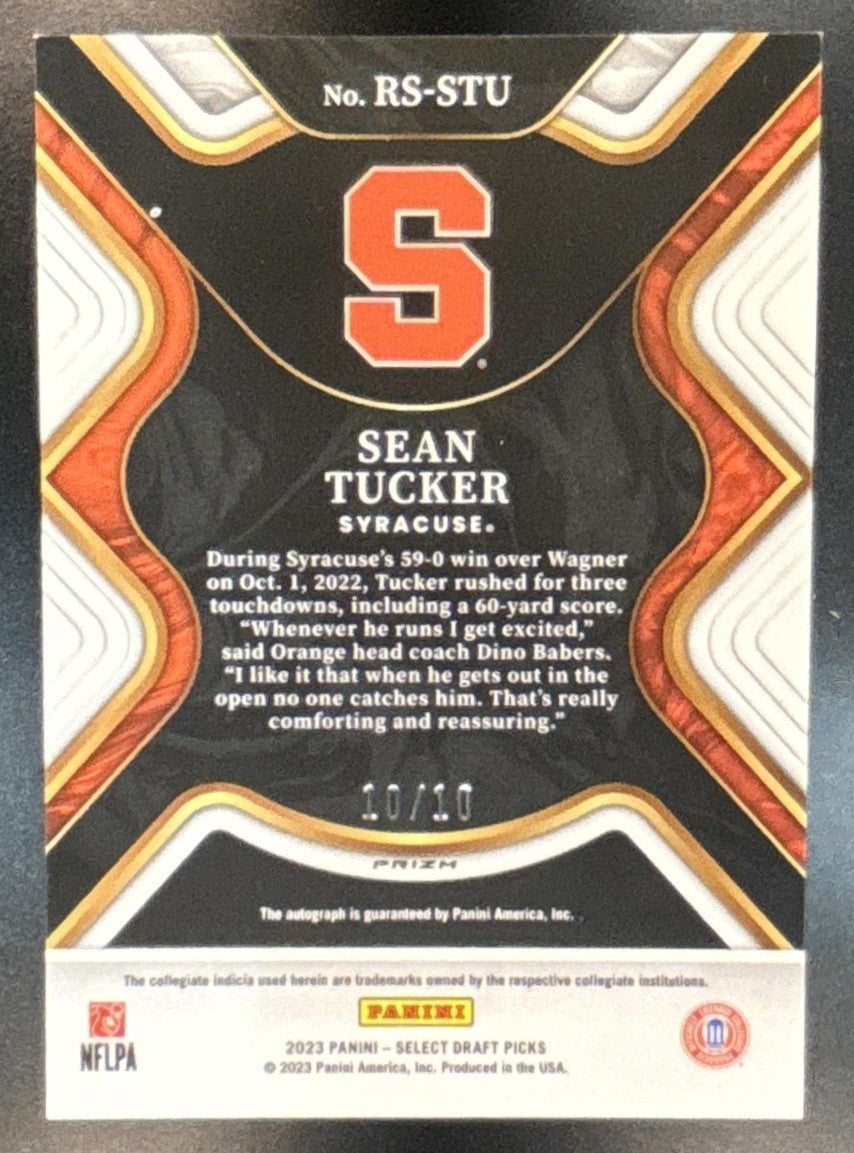 2023 Select Draft Picks Sean Tucker Rookie SIgnatures Gold /10 #RS-STU Auto RC