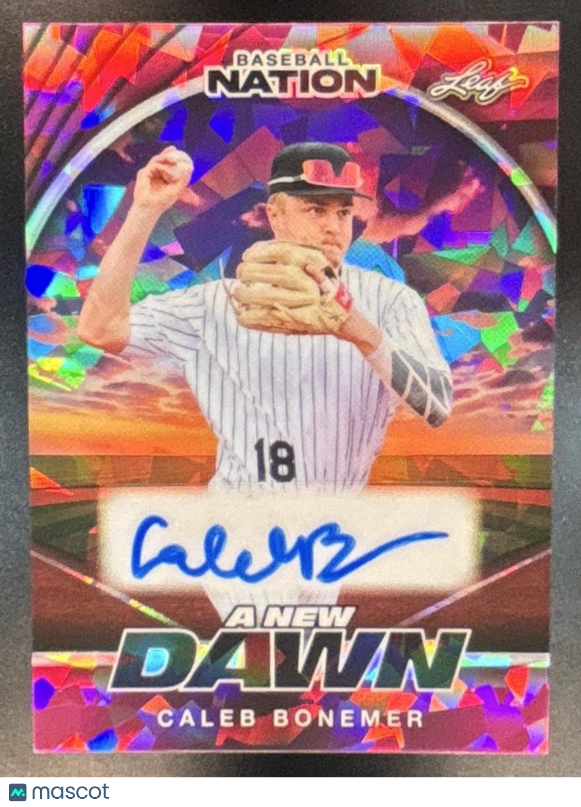 2025 Leaf Baseball Nation Caleb Bonemer New Dawn Auto Pink /6 #NA-CB2