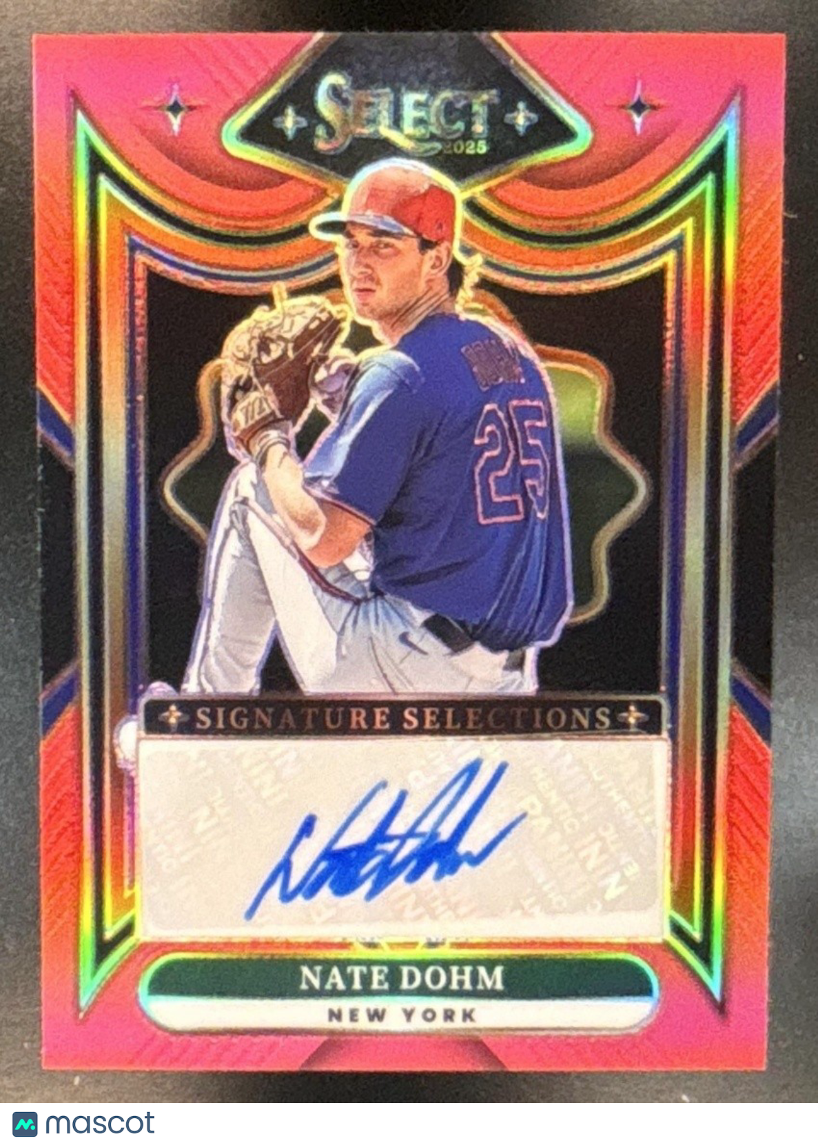 2025 Panini Select Nate Dohm Signature Selections Red /99 Auto New York Mets