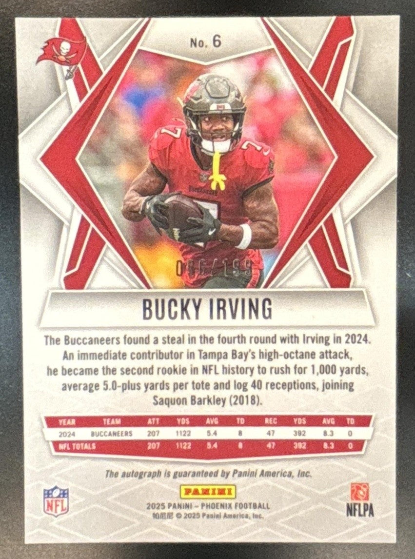 2025 Panini Phoenix Bucky Irving Auto /199 #6 Tampa Bay Buccaneers