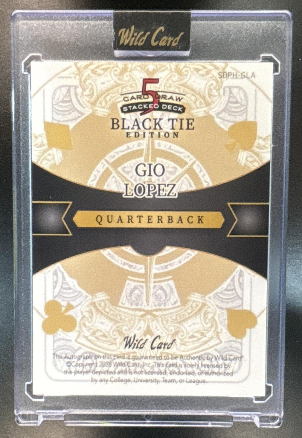 2026 Wild Card 5 Card Draw Stacked Deck Black Tie Edition Gio Lopez Auto 1/1