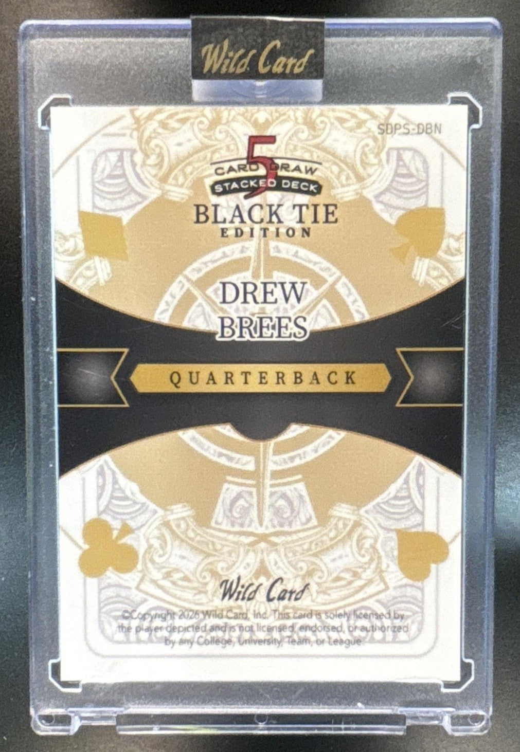 2026 Wild Card 5 Card Draw Stacked Deck Black Tie Edition Drew Brees 1/1