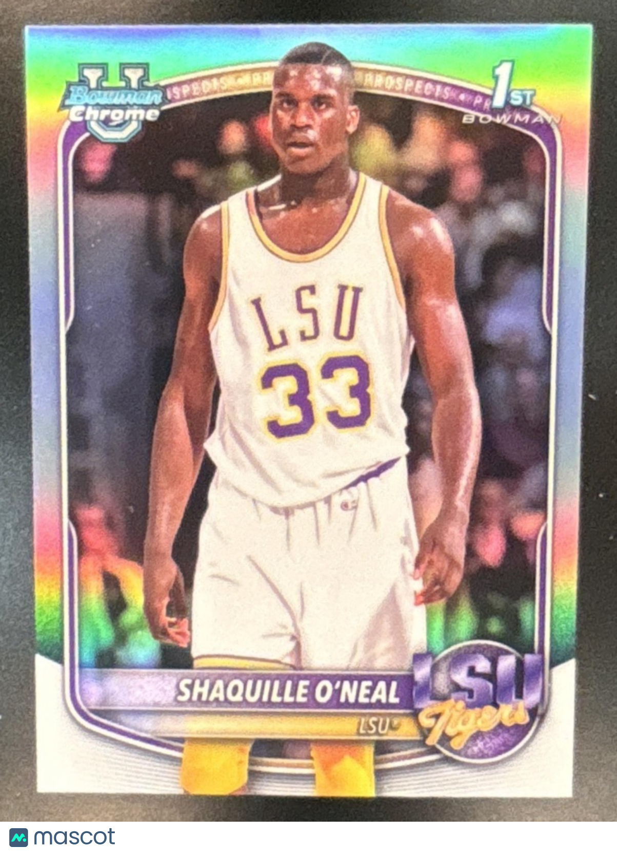 2025-26 Bowman Shaquille O'Neal Retrofractor Variation #RV-SA SP LSU Tigers