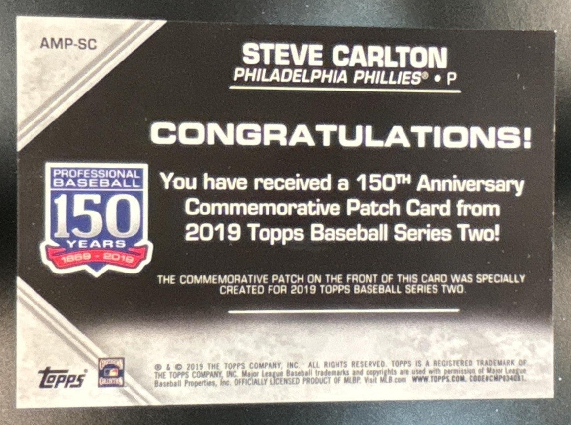 2019 Topps Steve Carlton 150th Anniversary Commemorative Patches Phillies