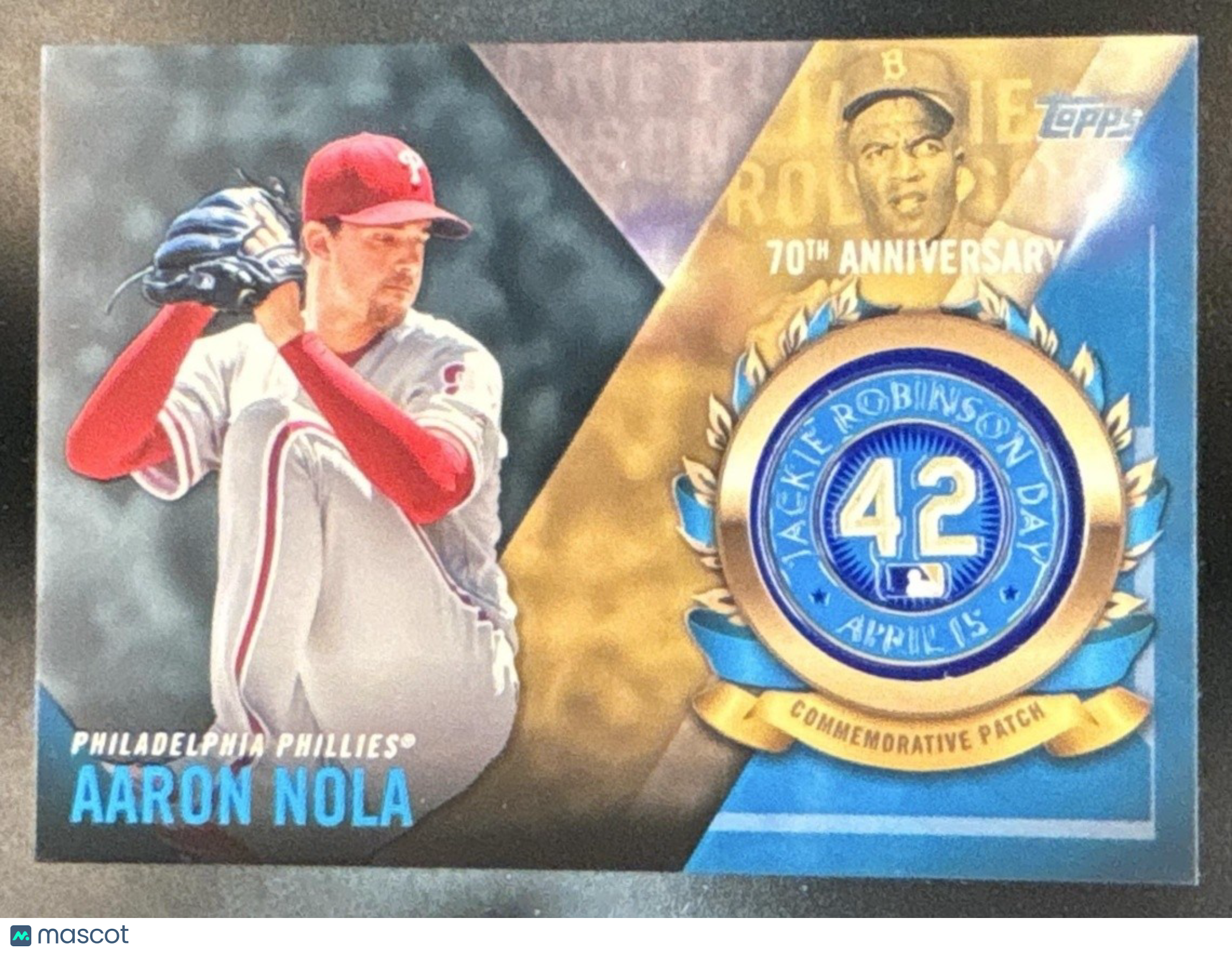 2017 Topps Nolan Aaron Nola Robinson Day Commemorative Logo Patches