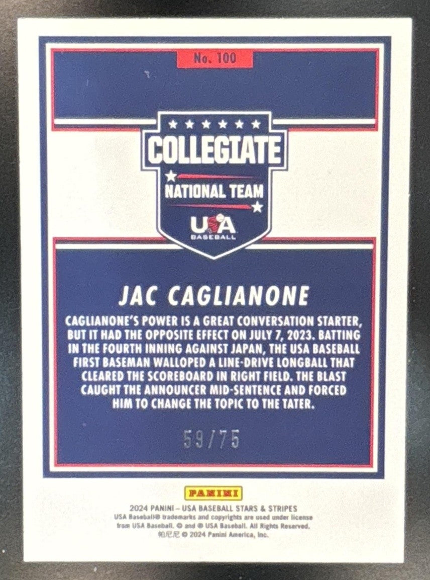 2024 Panini Stars & Stripes USA Baseball Jac Caglianone Orange /75 #100