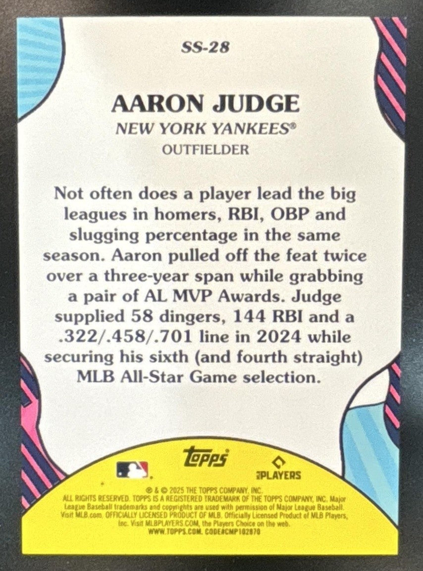 2025 Topps Aaron Judge Summer Superstars Blue Foil /150 #SS-28 New York Yankees