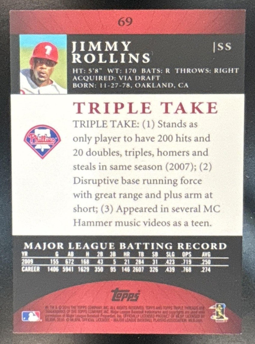 2010 Topps Triple Threads Jimmy Rollins /1350 #69 Philadelphia Phillies