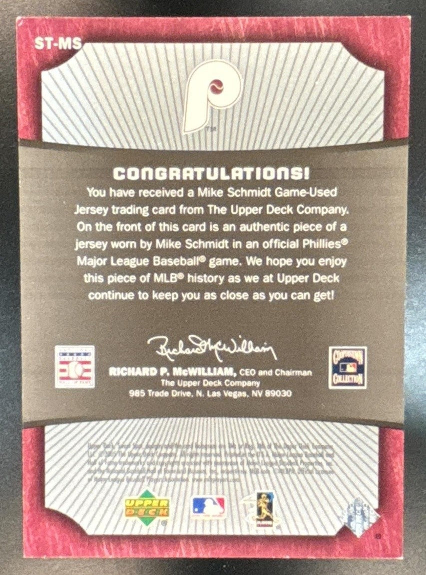 2004 Upper Deck Ultimate Collection Mike Schmidt Sweet Patch MEM Phillies